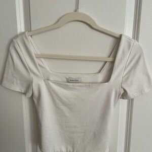 Babaton White Square Neck Top